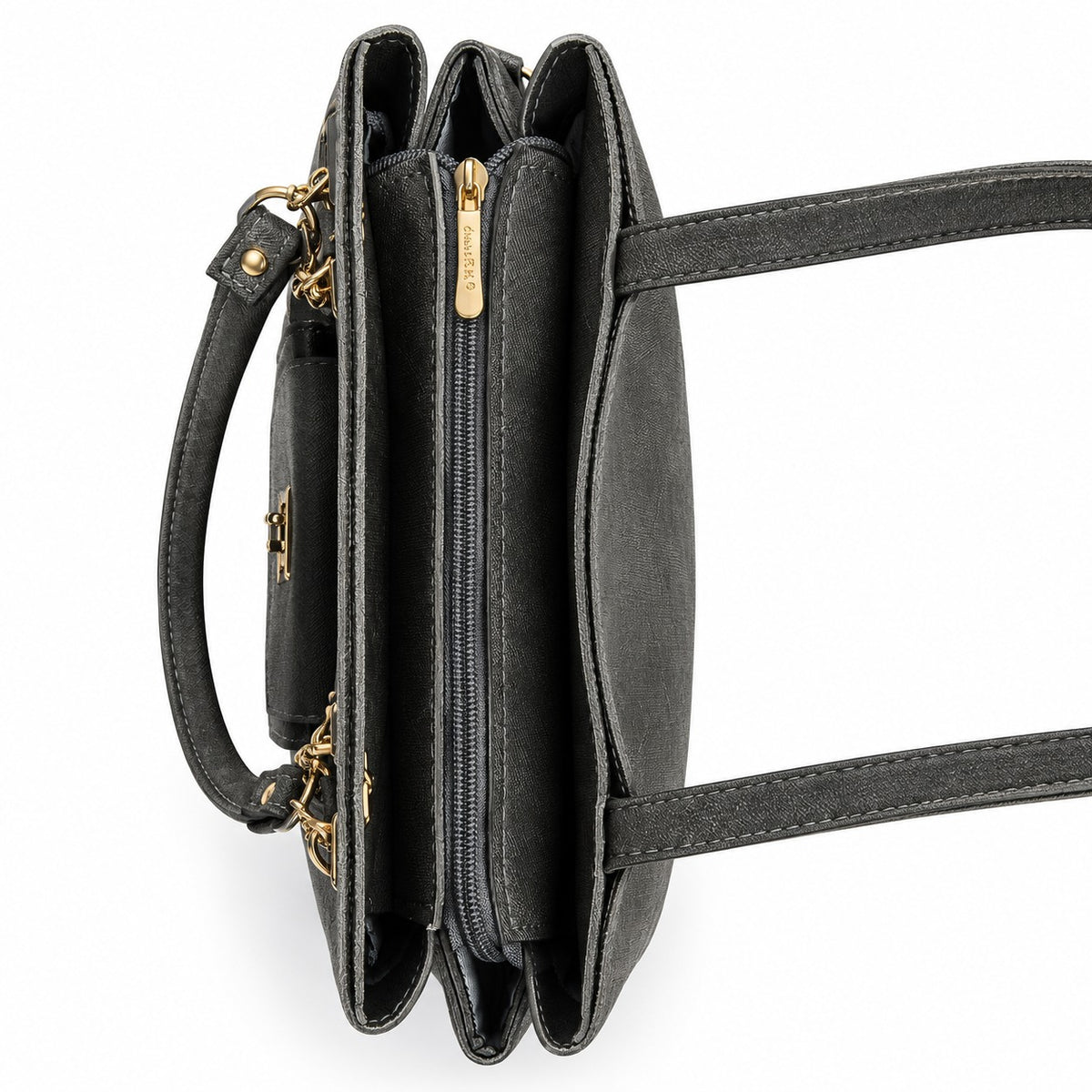 Slate Grey Textured Handbag Set