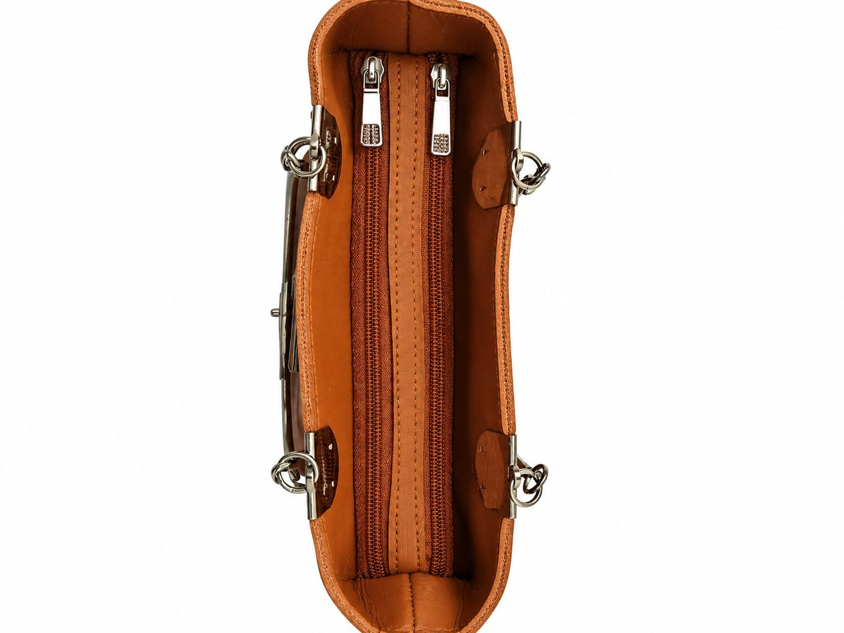 Tan Brown Structured Handbag