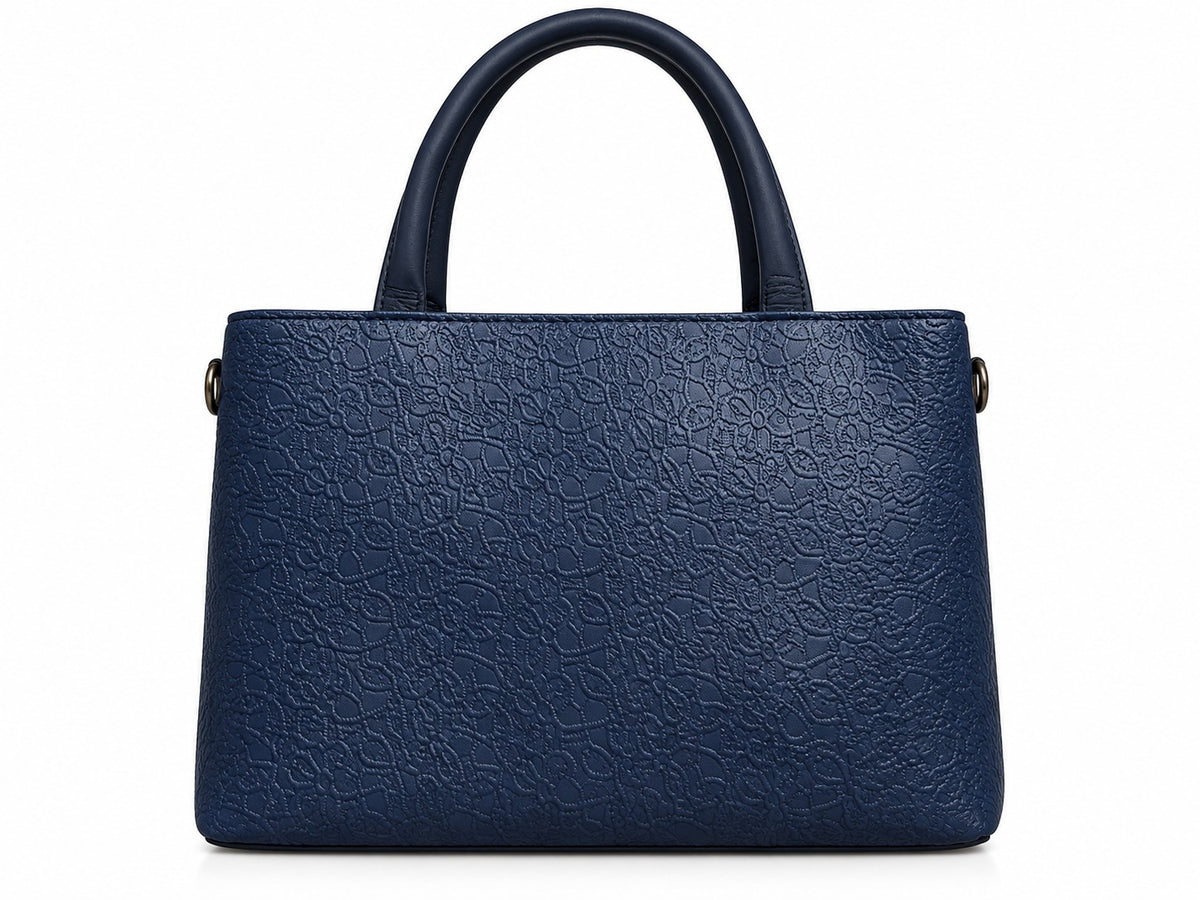 Navy Blue Textured Handbag