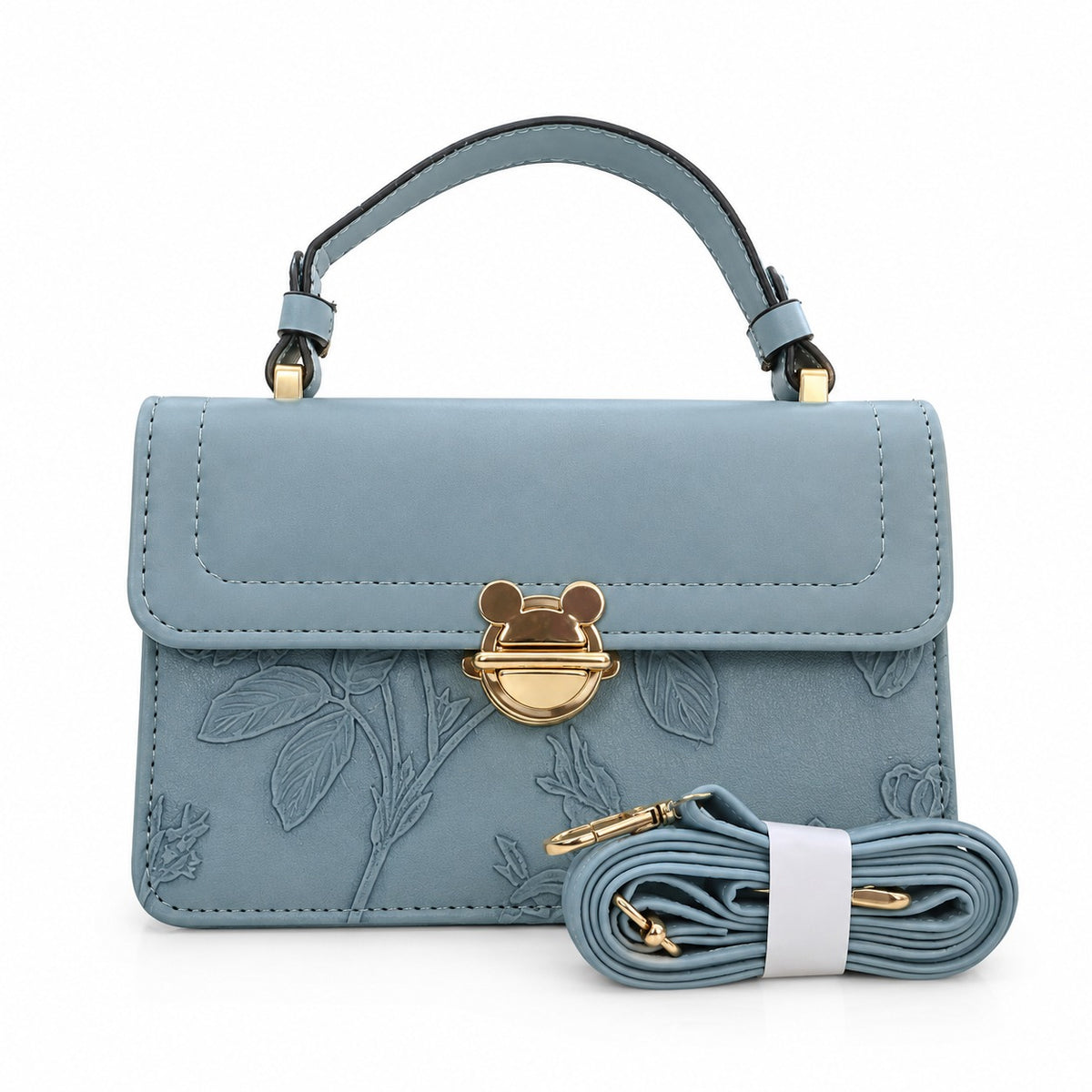 Misty Blue Rose Handbag