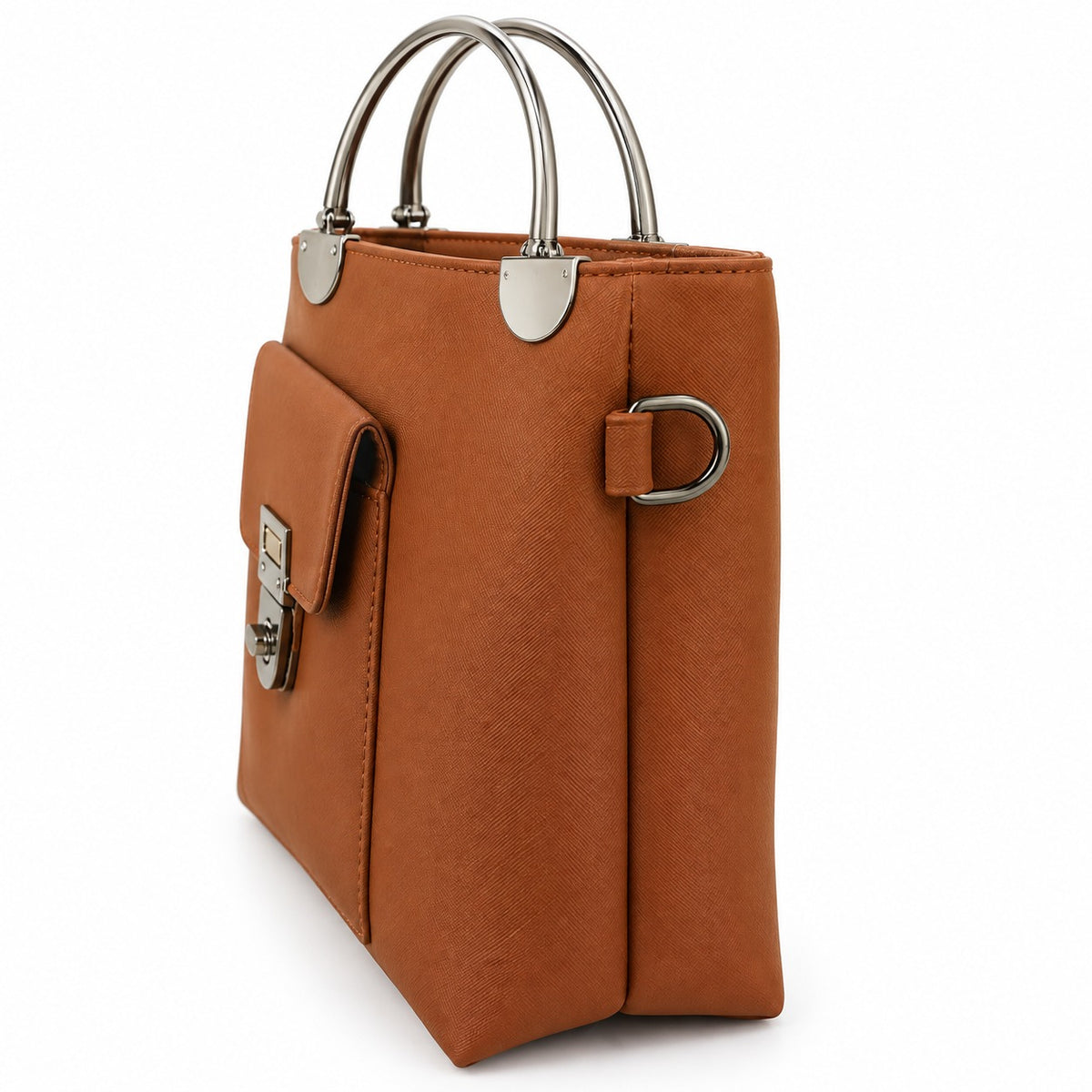 Tan Brown Structured Handbag