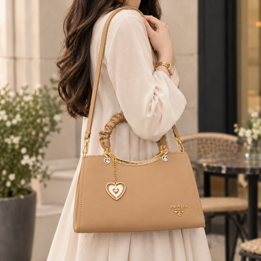 Camel Tan Ruched Handbag