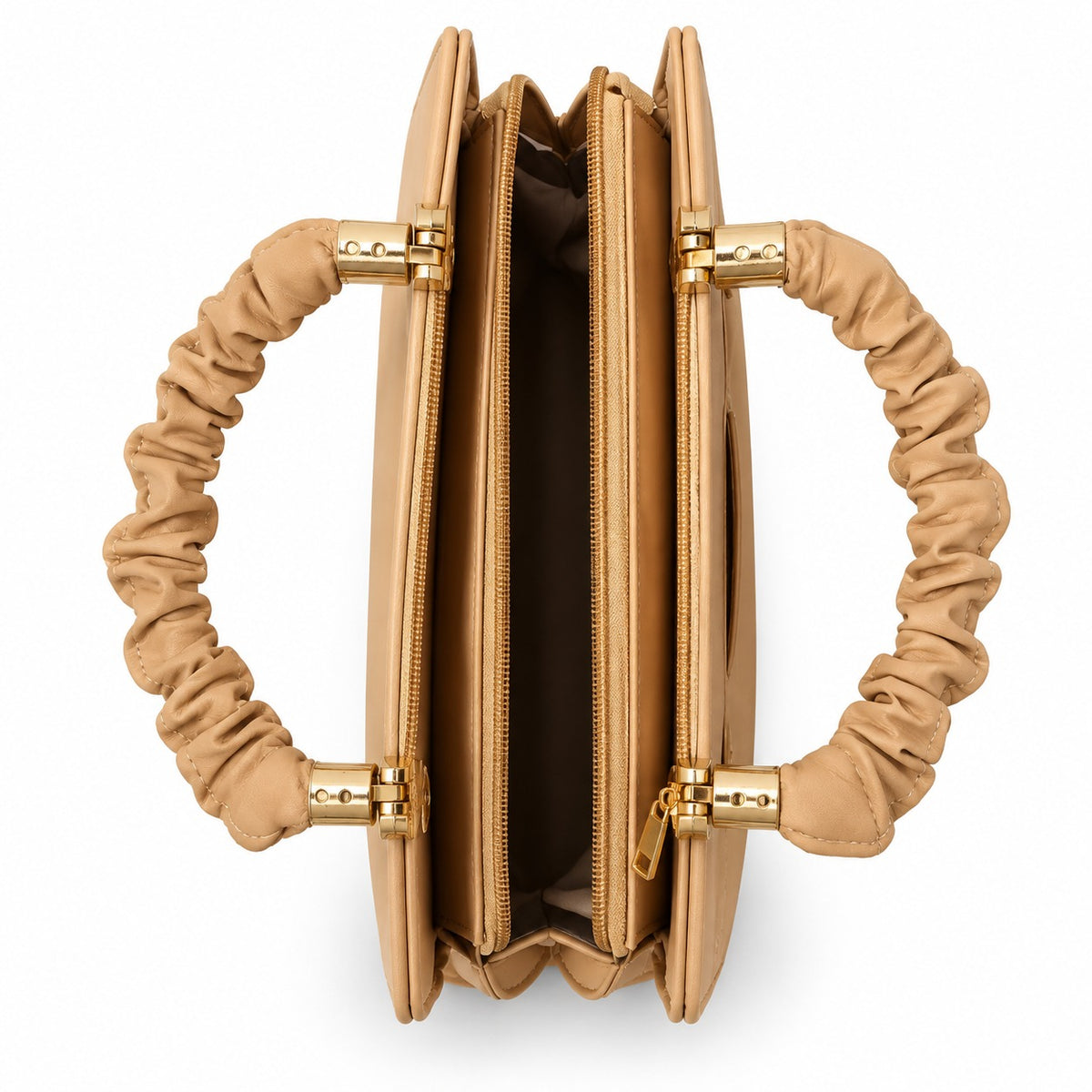 Camel Tan Ruched Handbag