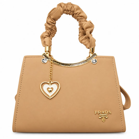 Camel Tan Ruched Handbag