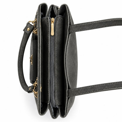 Slate Grey Textured Handbag Set