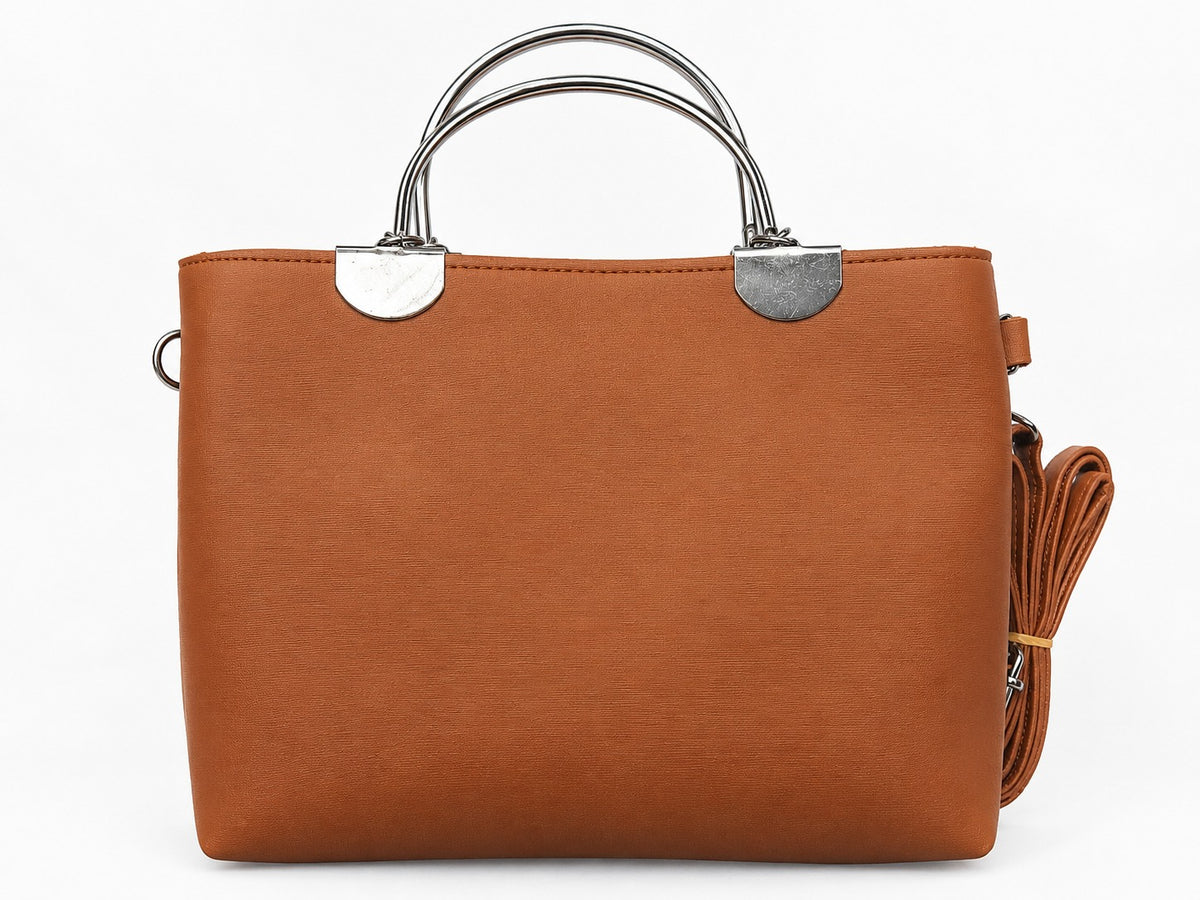 Tan Brown Structured Handbag