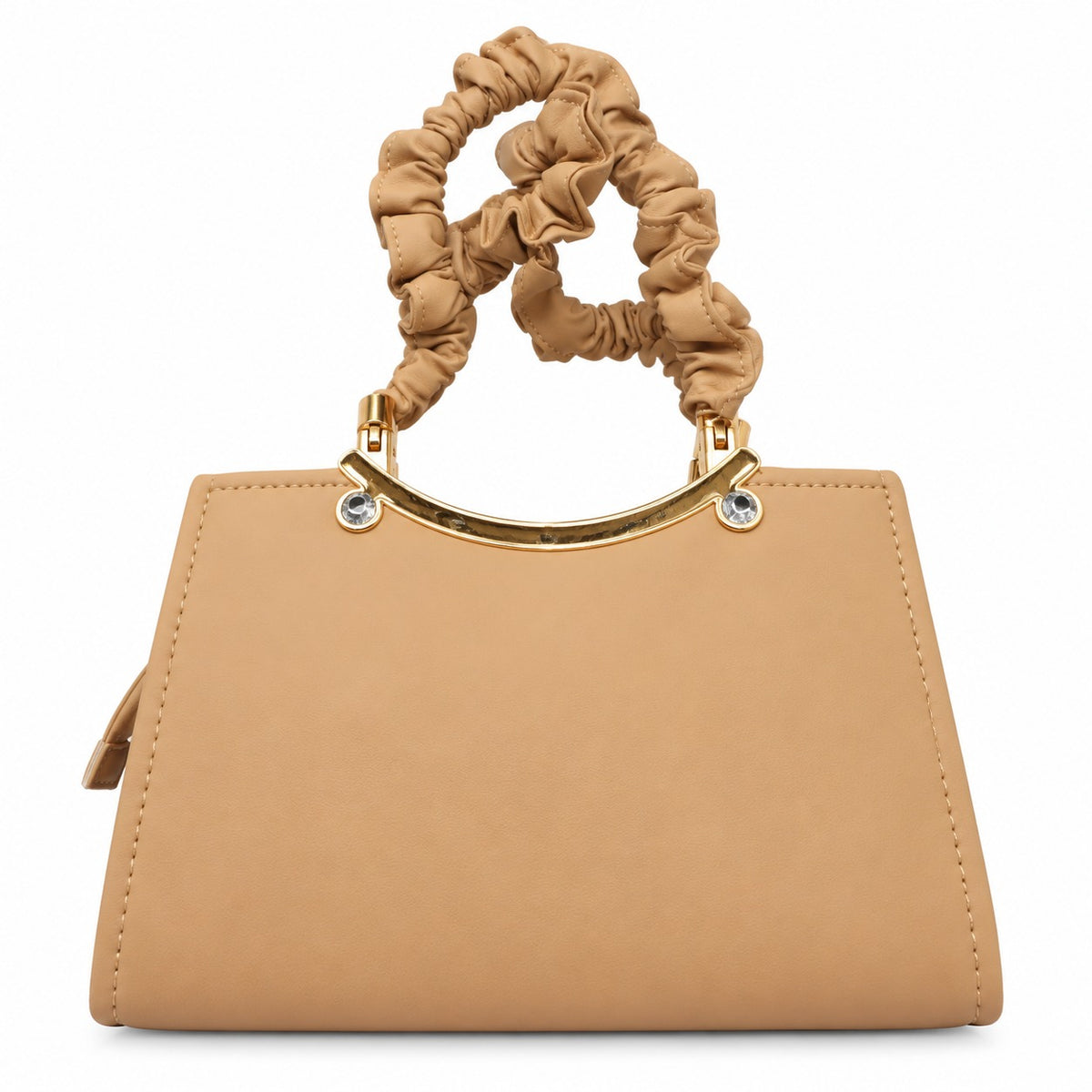 Camel Tan Ruched Handbag