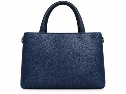 Navy Blue Textured Handbag