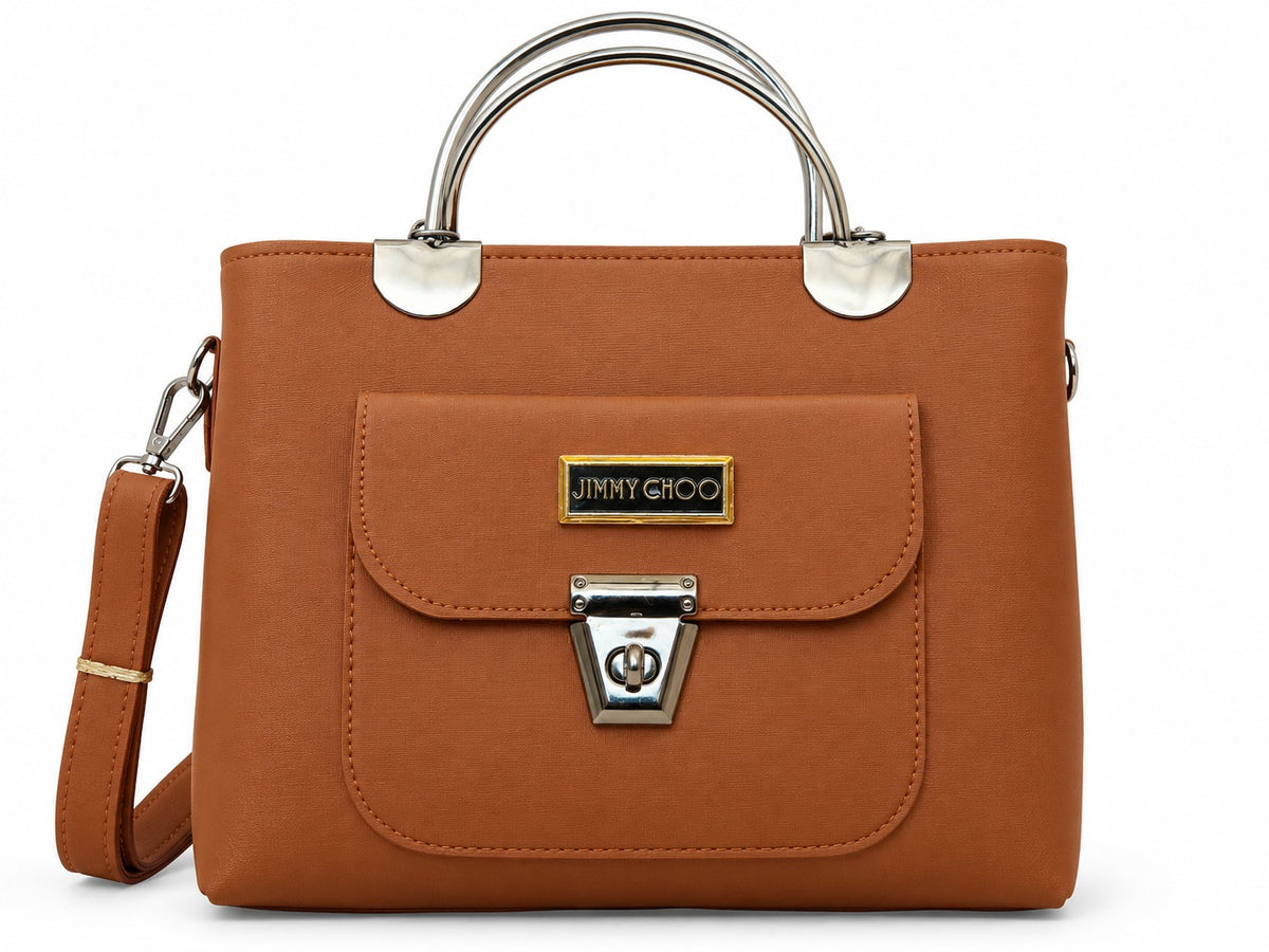 Tan Brown Structured Handbag