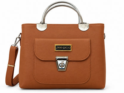 Tan Brown Structured Handbag
