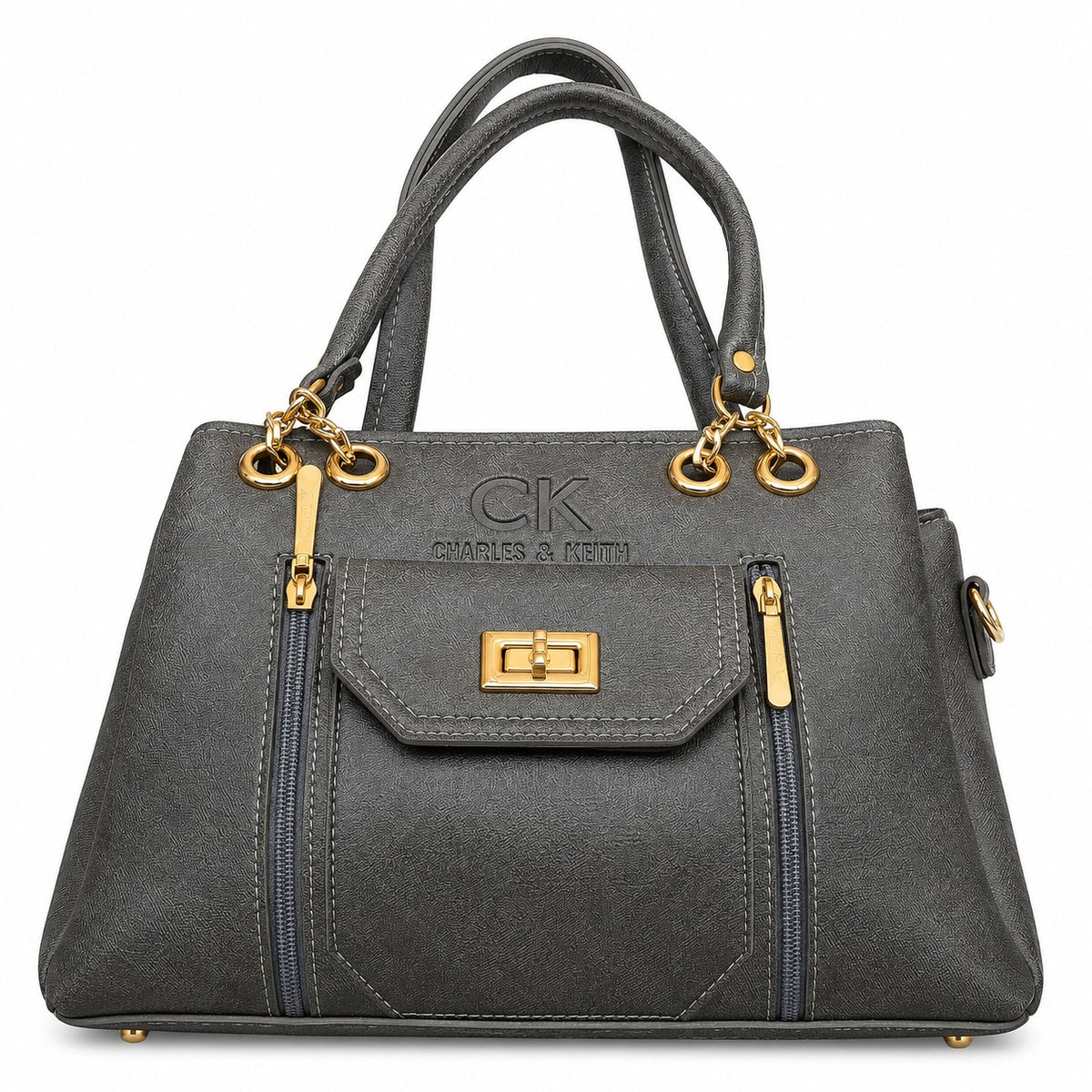 Slate Grey Textured Handbag Set