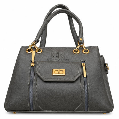 Slate Grey Textured Handbag Set
