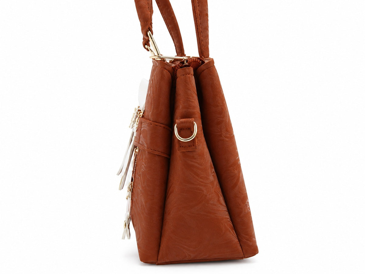Rust brown textured handbag