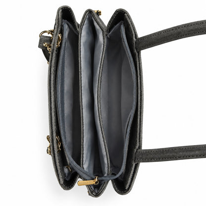 Slate Grey Textured Handbag Set