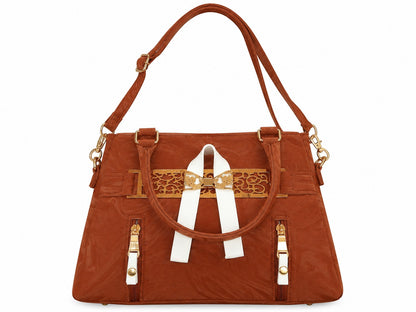 Rust brown textured handbag