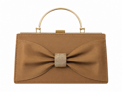 Caramel Tan Bow Clutch