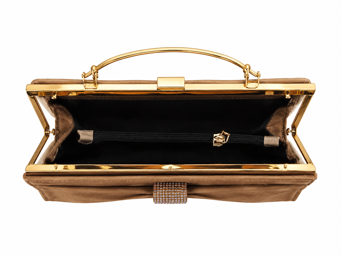 Caramel Tan Bow Clutch