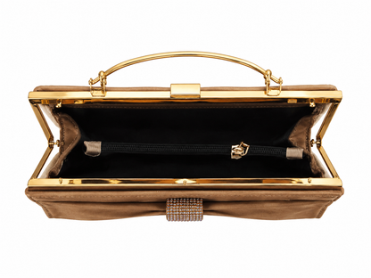 Caramel Tan Bow Clutch