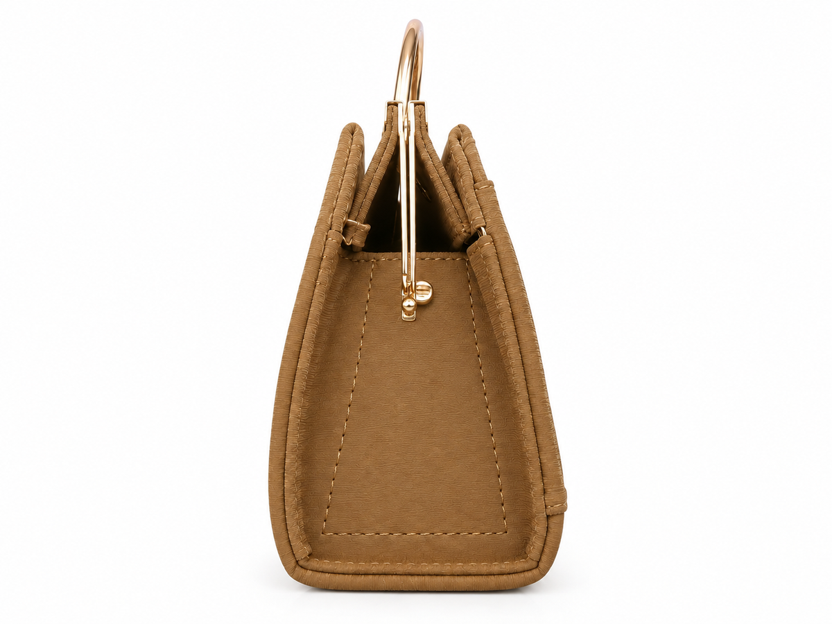 Caramel Tan Bow Clutch