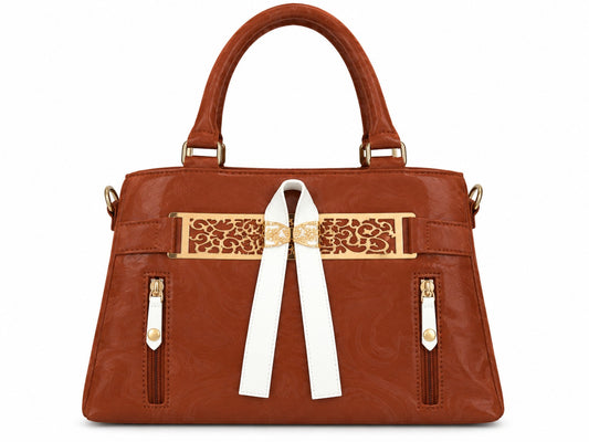 Rust brown textured handbag
