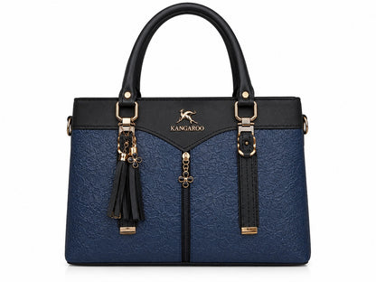 Navy Blue Textured Handbag