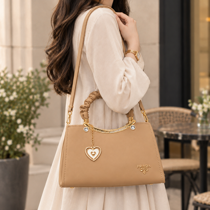 Camel Tan Ruched Handbag