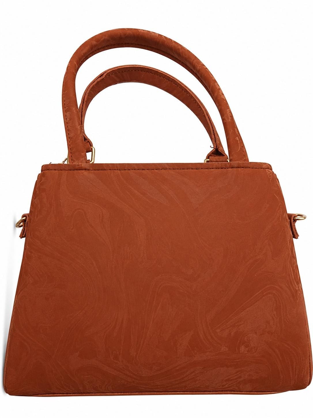 Rust brown textured handbag